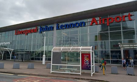 Photo for LIVERPOOL UNITED KINGDOM 06 07 2023: Liverpool John Lennon Airport is an international airport in Liverpool, England, on the estuary of the River Mersey south-east of Liverpool - Royalty Free Image