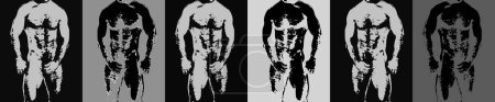 Photo for Man body Pop art retro sign illustration background icon - Royalty Free Image