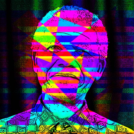 Foto de CIRCA 1995: El arte pop de Nelson Mandela fue el primer presidente negro de Sudáfrica, elegido después de tiempo en prisión por su trabajo contra el apartheid. Ganó el Premio Nobel de la Paz en 1993. - Imagen libre de derechos
