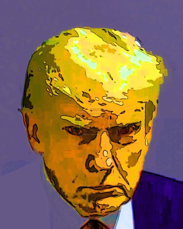 Téléchargez les photos : ATLANTA GEORGIA USA 08 23 2023 : Pop art de Donald Trump mug shot (homme politique, personnalité des médias et homme d'affaires américain qui a été le 45e président des États-Unis - en image libre de droit