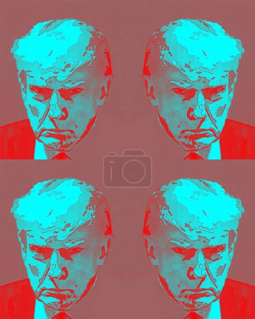 Photo for ATLANTA GEORGIA USA 08 23 2023: Pop art of Donald Trump mug shot (is an American politician, media personality, and businessman who served as the 45th president of the United States - Royalty Free Image