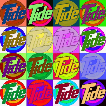 Téléchargez les photos : CIRCA 1960 : Pop art of Tide est une marque américaine de détergent à lessive fabriquée et commercialisée par Procter and Gamble. Introduit en 1946 - en image libre de droit