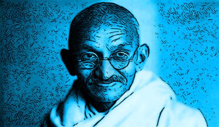 Foto de CIRCA 1500: Arte pop de Mohandas Karamchand Gandhi fue un abogado indio, nacionalista anticolonial y ético político. - Imagen libre de derechos