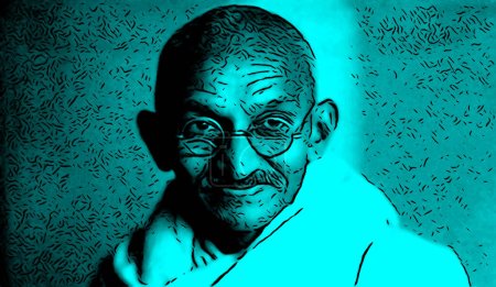 Photo for CIRCA 1500: Pop art of Mohandas Karamchand Gandhi was an Indian lawyer, anti-colonial nationalist and political ethicist - Royalty Free Image
