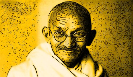 Téléchargez les photos : CIRCA 1500 : Pop art de Mohandas Karamchand Gandhi était avocat indien, nationaliste anticolonialiste et éthicien politique - en image libre de droit