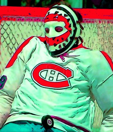 Téléchargez les photos : CIRCA 2019 : Pop art de Ken Dryden - Joueur canadien de hockey sur glace, gardien de but - en image libre de droit