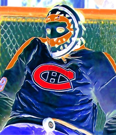 Téléchargez les photos : CIRCA 2019 : Pop art de Ken Dryden - Joueur canadien de hockey sur glace, gardien de but - en image libre de droit