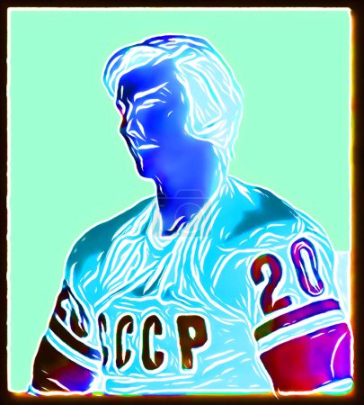 Foto de CIRCA 2019: Pop art de Vladislav Tretiak - Jugador de hockey soviético, portero, entrenador. - Imagen libre de derechos