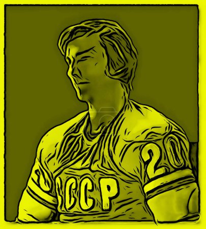 Foto de CIRCA 2019: Pop art de Vladislav Tretiak - Jugador de hockey soviético, portero, entrenador. - Imagen libre de derechos