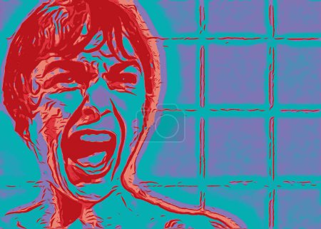 Photo for CIRCA 1500:The King of Suspense Alfred Hitchcock and  Pop art of stills from the film Psycho - Royalty Free Image