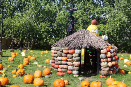 Photo for Closeup view of exposition in The most original pumpkin village CitrouilleVille - Royalty Free Image