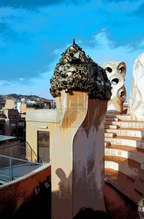 Photo for Antoni Gaudi's La Pedrera in Barcelona is said to have been the inspiration for the stormtroopers in "Star Wars." - Royalty Free Image
