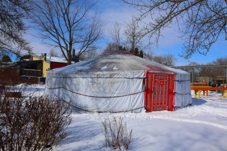 Photo for Round yurt during sunny winter day - Royalty Free Image