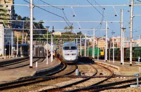 Photo for SITGES SPAIN 10 08 2000: Sitges is a Rodalies de Catalunya railway station serving Sitges, in Catalonia, Spain. It is served by Barcelona commuter rail service line R2 Sud - Royalty Free Image