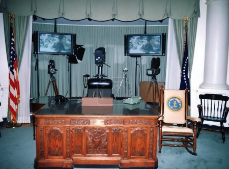 Photo for BOSTON MA USA 12 10 05: John Kennedy desk at John F. Kennedy Presidential Library and Museum is the presidential library and museum of John Fitzgerald Kennedy the 35th president of the United States - Royalty Free Image