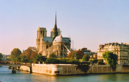 Foto de PARÍS, FRANCIA 10 12 2013: Catedral gótica de Notre-Dame en París. La capital francesa conocida como la Ciudad de la Luz - Imagen libre de derechos