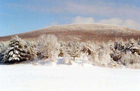 Winter landscape in Bromont Shefford, Quebec, Canada
