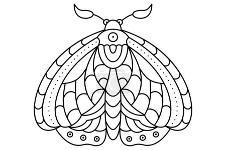 Line art butterfly coloring page. Print for adults or children to color. Simple vector illustration
