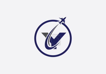 Ilustración de Tour and travel logo design, Airline agency symbol and aviation company monogram logo vector with letters - Imagen libre de derechos