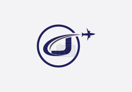 Ilustración de Diseño del logotipo del recorrido y del viaje, símbolo de la agencia aérea y vector del logotipo del monograma de la compañía de aviación con letras - Imagen libre de derechos