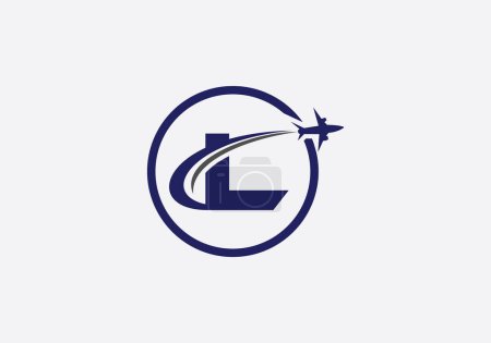 Illustration for Tour and travel logo design, Airline agency symbol and aviation company monogram logo vector with letters - Royalty Free Image