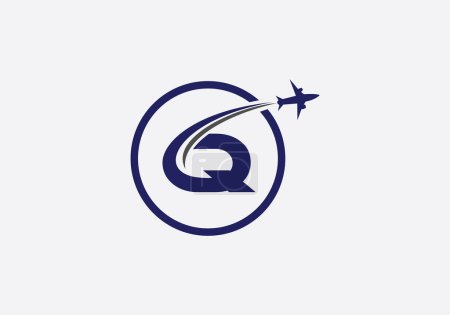 Diseño del logotipo del recorrido y del viaje, símbolo de la agencia aérea y vector del logotipo del monograma de la compañía de aviación con letras