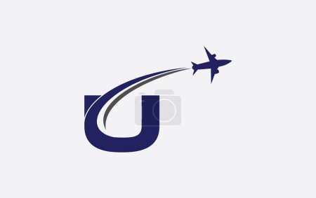 Ilustración de Tour and travel logo design, Airline agency symbol and aviation company monogram logo vector with letters - Imagen libre de derechos