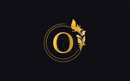 Golden leaf and circle logo design vector. Golden beauty and business symbol and alphabets vector design