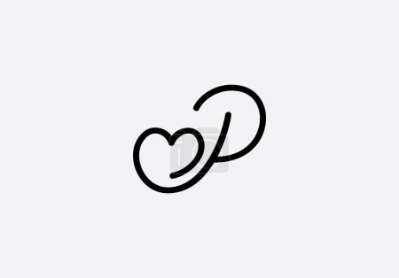 Illustration for Heart sign with text. Heart sign with letter. Love font circle sign. love logo design and heart font design letters and alphabets - Royalty Free Image
