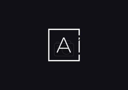 Modèle vectoriel de conception de logo AI initial. Alphabet graphique Symbole IA pour l'identité d'entreprise