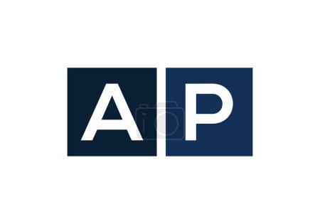 Modèle vectoriel de conception de logo de lettre AP. Lettre abstraite Logo lié AP