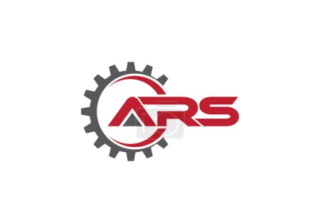 Modèle vectoriel de conception de logo ARS lettre initiale. Alphabet d'engrenages Symbole ARS