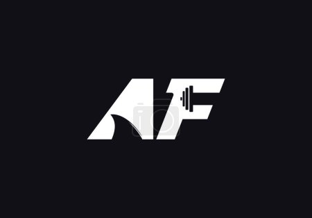 Illustration for Initial AF letter monogram logo. AF fitness gym icon vector template - Royalty Free Image