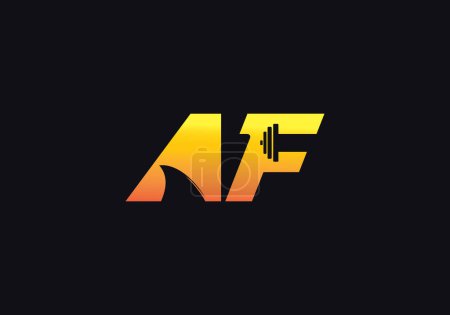 Illustration for Initial AF letter monogram logo. AF fitness gym icon vector template - Royalty Free Image