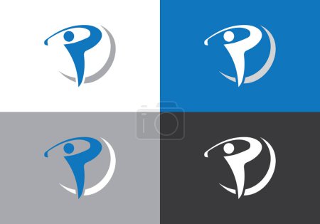 Human golf logo sign illustration vector design. Fitness and golf sports logo template.