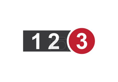 Illustration for Number 123 icon Logo Design Vector Template. Red and Black Number 123 icon - Royalty Free Image