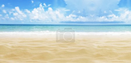 Photo for Sand, sea, sky and beach background with tropical beach and summer day. - Royalty Free Image