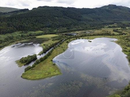 Aerial view of Loch Lubnaig from Runacraig, Callander. Scotland highlands. 