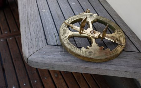 Bronze replica of a 15th century Portuguese astrolabe. Maritime navigation instrument. Astronomical instrument