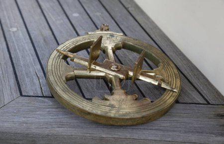 Bronze replica of a 15th century Portuguese astrolabe. Maritime navigation instrument. Astronomical instrument