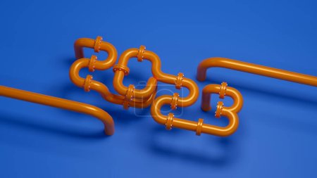 2023 Golden Yellow Metal Pipe Lettering On Blue Background 3d Illustration. Start of New Year In Plumbing
