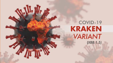 Téléchargez les photos : Novel Corona Virus Kraken Variant. XBB.1.5 Omicron Subvariant. New covid strain discovered. 3d illustration virus around planet earth. - en image libre de droit