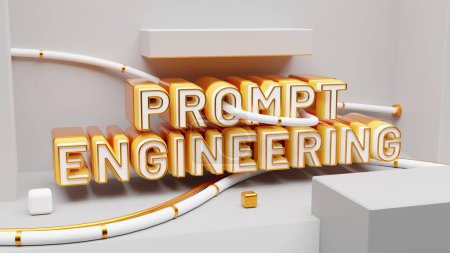 Prompt Engineering Banner. Futuristic concept for new career path. 3d illustration.