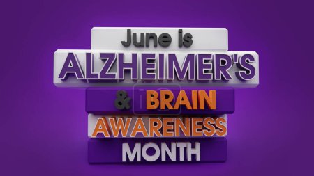 Téléchargez les photos : Mois de la sensibilisation à la maladie d'Alzheimer et au cerveau. Observé en juin. Illustration 3d - en image libre de droit