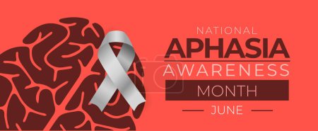 Illustration for Aphasia Awareness Month. Observed yearly in June. EPS10 Vector banner or poster. - Royalty Free Image