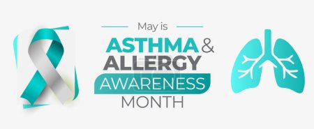 Téléchargez les illustrations : Mois de la sensibilisation à l'asthme et aux allergies. Observé en mai. Bannière vectorielle. - en licence libre de droit