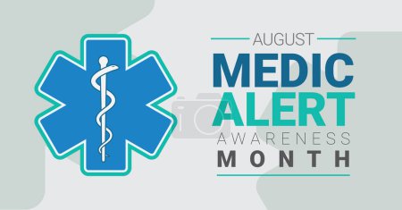 Illustration for MedicAlert Awareness Month. Observed in August. Vector poster, banner. - Royalty Free Image