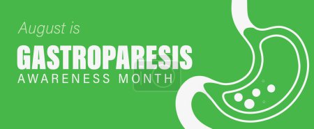Illustration for Gastroparesis Awareness Month. Observed annually in the August. Vector poster, banner, card. - Royalty Free Image