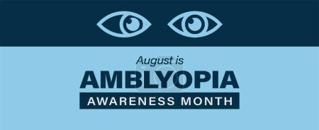 Téléchargez les illustrations : Mois de la sensibilisation à l'amblyopie. Aussi appelé œil paresseux est un trouble oculaire. La sensibilisation est observée en août. Affiche bannière vectorielle. - en licence libre de droit