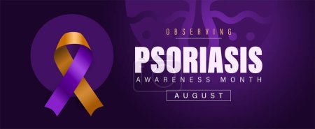 Illustration for Psoriasis Awareness Month celebration banner. Observed in August each year. Vector poster. - Royalty Free Image